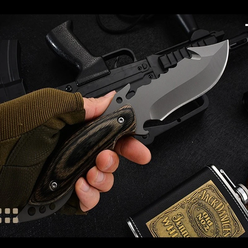 

High Hardness and Sharp Keel One Color Wooden Handle Knife Portable Straight Knife Outdoor Knife Tactical Knife