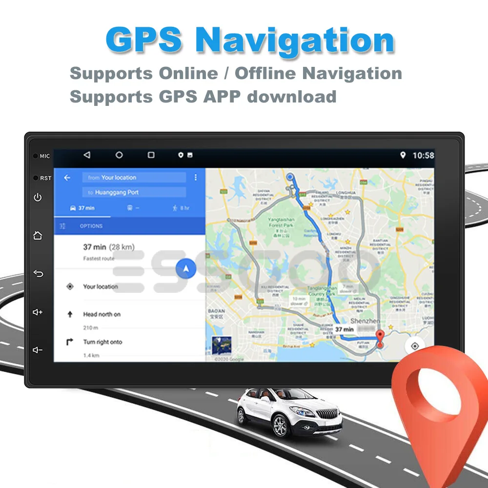 $73.95 ESSGOO Car Stereo 2 din Android 10.1 Autoradio 7 inch Carplay Radio GPS Multimedia Player WIFI For Toyota Nissan Hyundai Ford