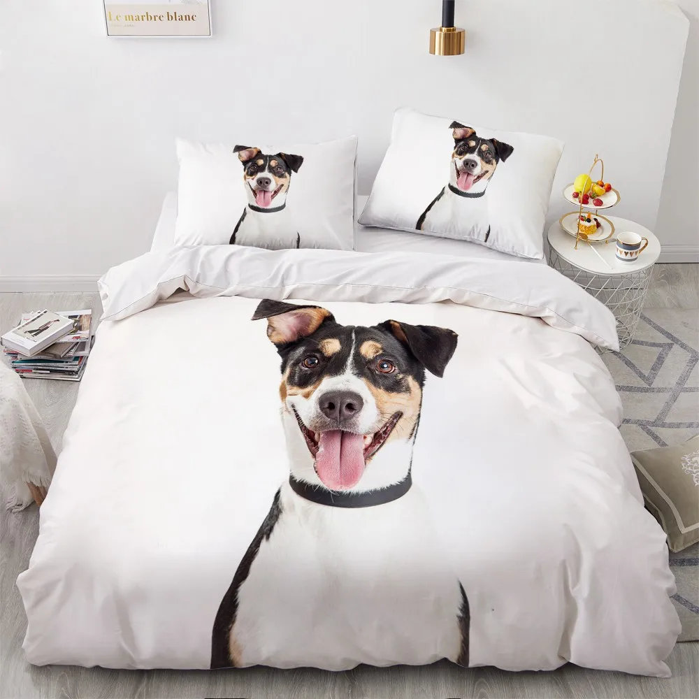 

Pet Beddings 3D Custom Design White Duvet Cover Sets Animal Bed Pillow Covers 180*200cm Full Twin Queen Double King Size