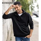 Мужская Повседневная Толстовка KUEGOU, черная однотонная толстовка с капюшоном, на молнии, в стиле хип-хоп, осень 2022