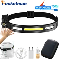 portable cob headlight with led headlight fast charging camping wild fishing induction strong led headlight built in battery