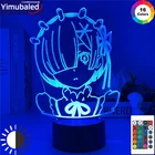 Re: жизнь в другом мире от нуля 3D лампа Светодиодные ночные светильники RE: Zero Rem осветительные приборы настольное украшение для дома спальни