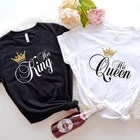 Рубашка Her King His Queen, рубашки для свадебной вечеринки, футболки для пары, футболка King Queen, футболки для медового месяца, летние топы женские 2021,