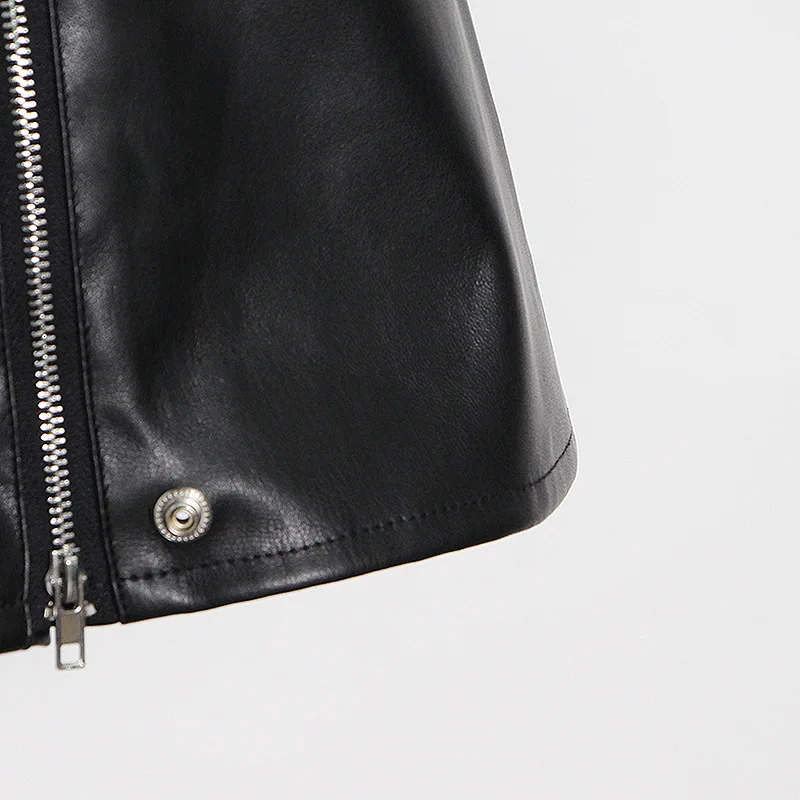 

European Style Sexy Two-Way Short Skirt 2021 Summer New Solid Color Zipper Stitching Hip A- Line Skirt Fashion PU Leather Skirt