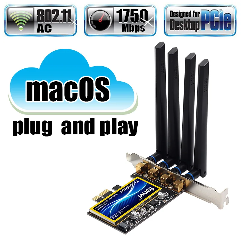 Двухдиапазонный 802.11ac Desktop PCIe Wifi Bluetooth 4 0 BCM94360 для MacOS Hackintosh Windows11 | Компьютеры и офис