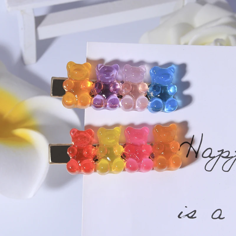 

Cute Candy Gummy Bears Hair Clips for Women Barrettes Colored Bear Hairpin Girls Hairgrips Pins Hair Accessories