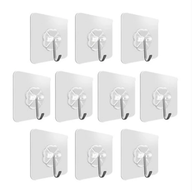 

10pcs Hooks Transparent Strong Self Adhesive Door Wall Hangers Hooks Suction Heavy Load Rack Cup Sucker for Kitchen Bathroom