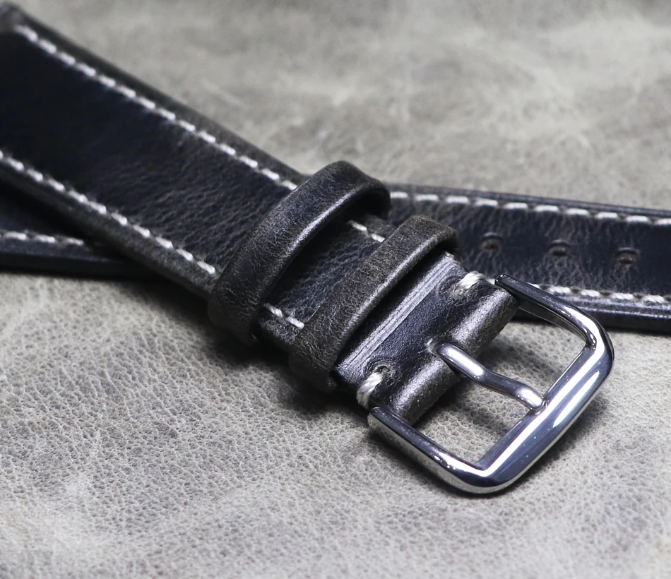 

18mm 19mm 20mm 21mm 22mm Handmade High Quality Thin Vintage Crazy Horse Genuine Leather Watchband Wristband Brown Watch Straps