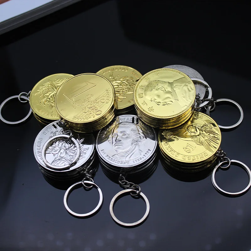 Metal Butane Lighter Keychain Creative Compact Gas Inflated Jet Pendant Coin Bar One Dollar Gift Key Chain Without | Дом и сад