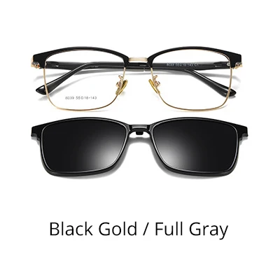 Black Gold-Gray Ralferty, магнитные солнцезащитные очки для автомобиля, поляризованные солнцезащитные очки для женщин и мужчин, квадратные оправы для оптических линз, 0 градусов, Z8039 - Цвет линз: Black Gold-Gray