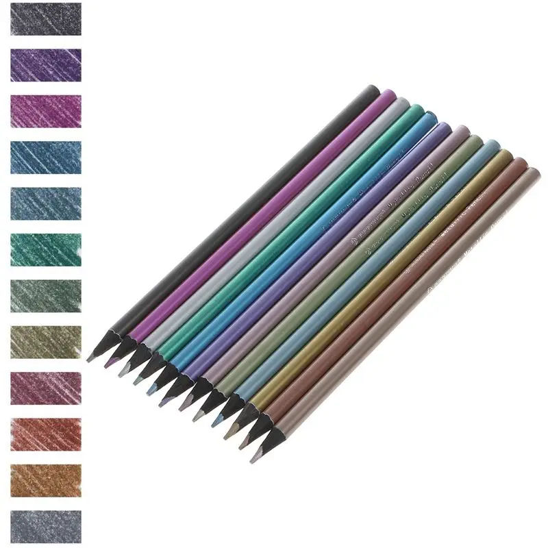 

12Pcs Metallic Non-Toxic Colored Drawing Pencils 12 Color Drawing Sketching Pencil