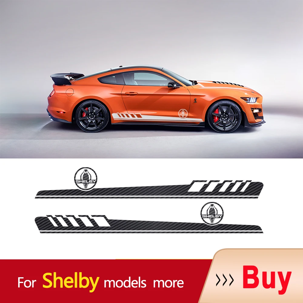 

2pcs Car Side Stickers Body Stripes Vinyl Decal For Ford Shelby 50th anniversary Cobra GT350 GT500 Shelby car decal
