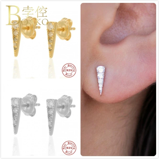 Настоящее серебро 925 серьги для женщин Золотые с цирконием в форме звезды девушек