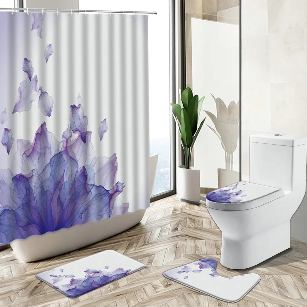 Абстрактная занавеска для душа с цветочным принтом в виде лепестков современный