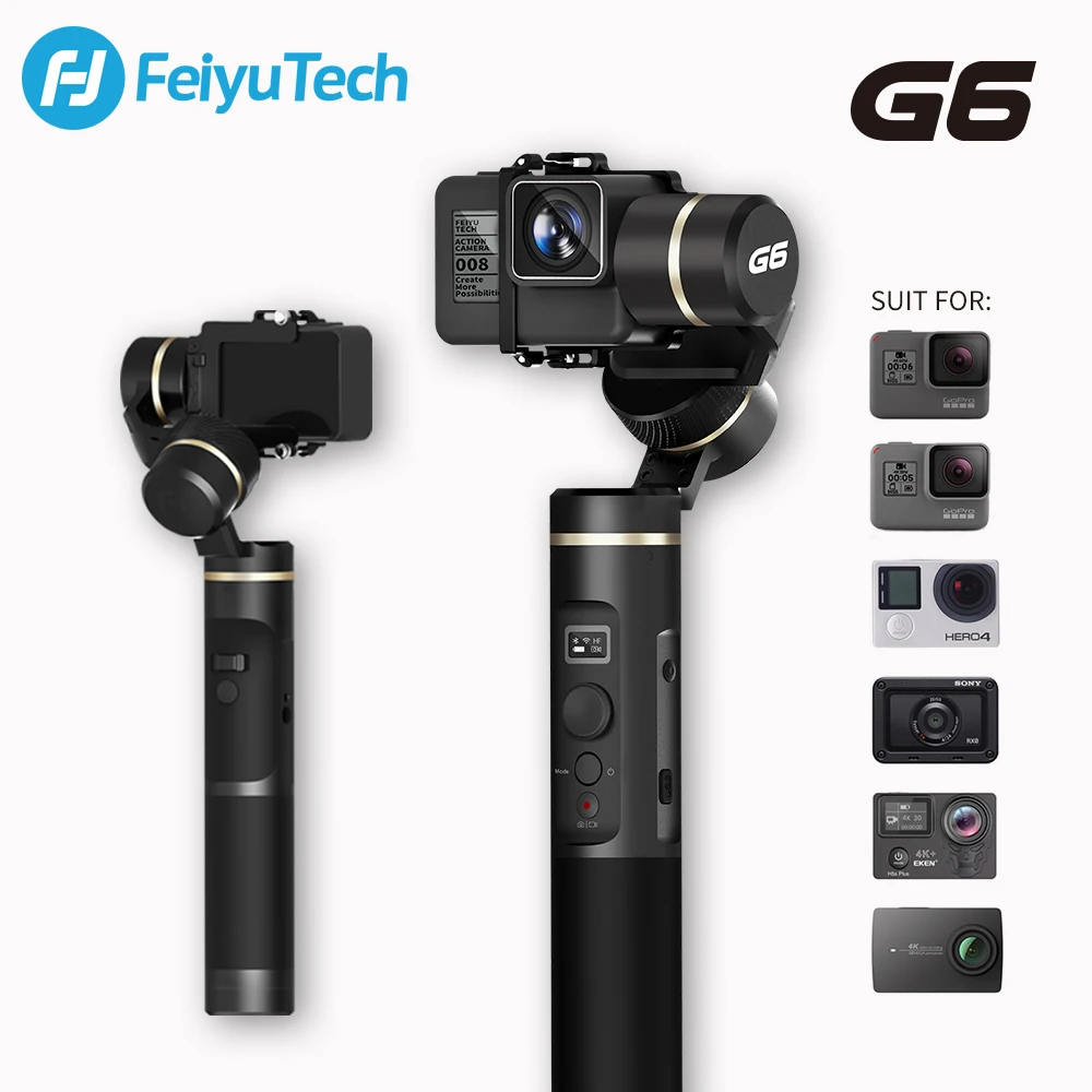 FeiyuTech G6 брызгозащищенный ручной карданный подвес Feiyu экшн-камера Wifi Bluetooth для Gopro
