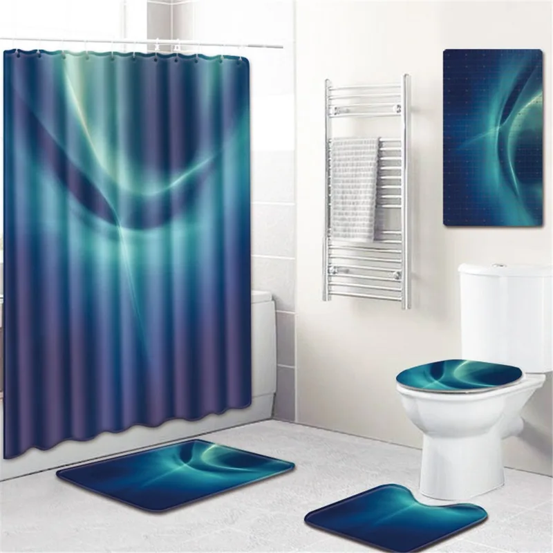 

Bathroom Mat Thick Shower Curtain Non-Slip PVC Mat Bath Mat Bathroom Door Absorbent Carpet Five-Piece Set Spot