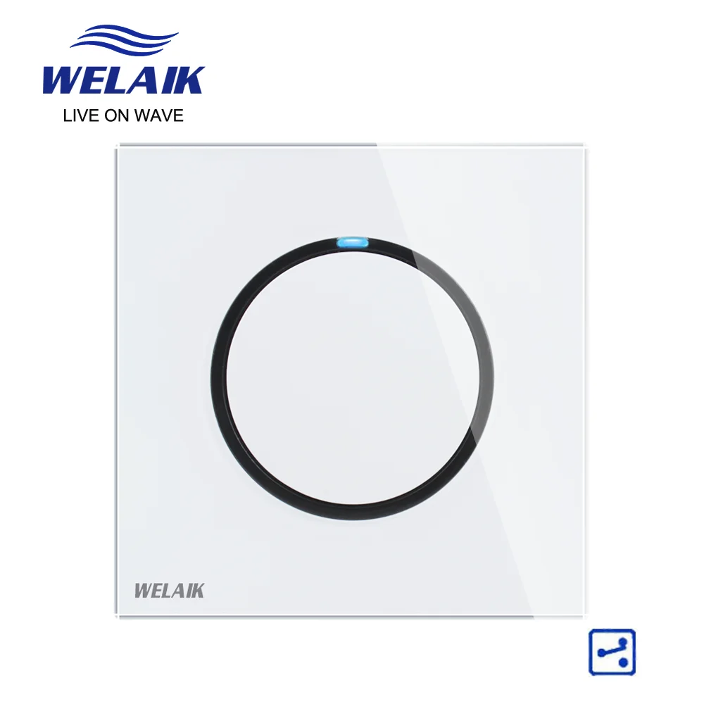 Фото Выключатель WELAIK B1712W настенный со стеклянной панелью, 110-250 В переменного тока №2