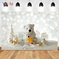 yeele merry christmas tree white toy bears photo background photophone snow star photography backdrops for decor customized size