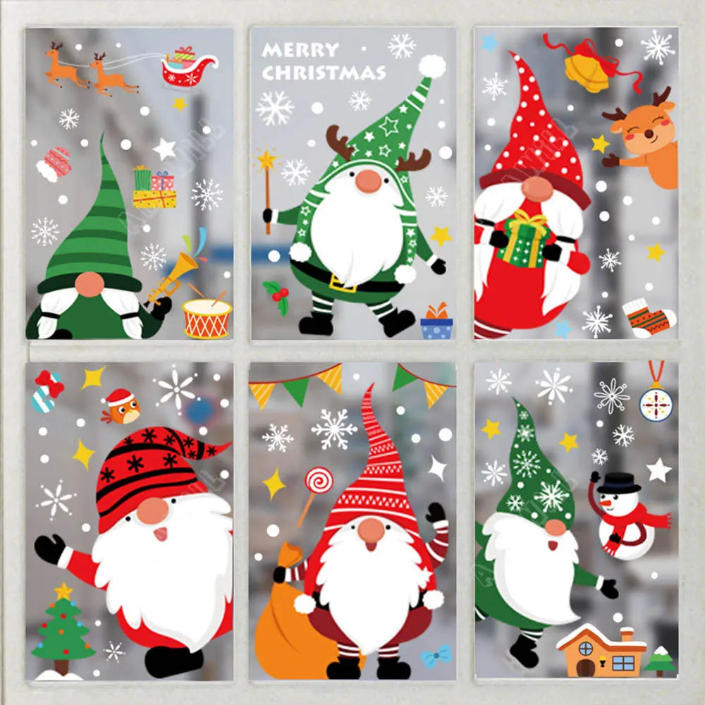 

Christmas Window Stickers Marry Christmas Decor For Home Elk Santa Snowflake Sticker Decal Xmas Ornaments New Year Gifts Navidad