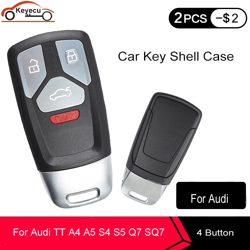 Запасной чехол KEYECU для смарт карты с Дистанционным Ключом и кнопкой 3 / 4 Audi TT A4 A5 S4