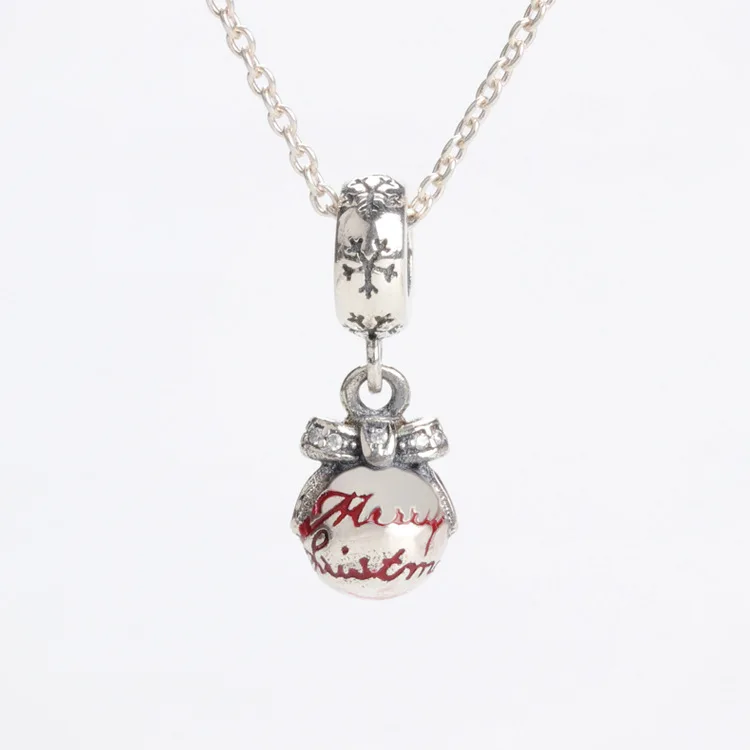 

Bewill S925 Silver New Happy Christmas Decoration Ball Pendant Accessories Bracelet Original Beads Charms