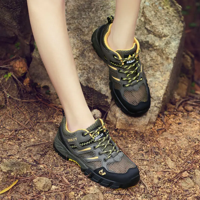 Summer Travel Hiking Shoes Men Outdoor Breathable Mesh Trekking Shoes Men Non slip Womens Hiking Boots Unisex Climbing Sneakers