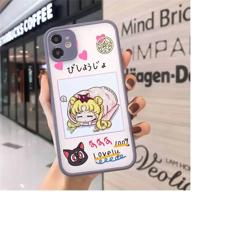 

Cute Japanese Anime Sailor Moon Phone Cases matte transparent For iphone 7 8 11 12 plus mini x xs xr pro max cover