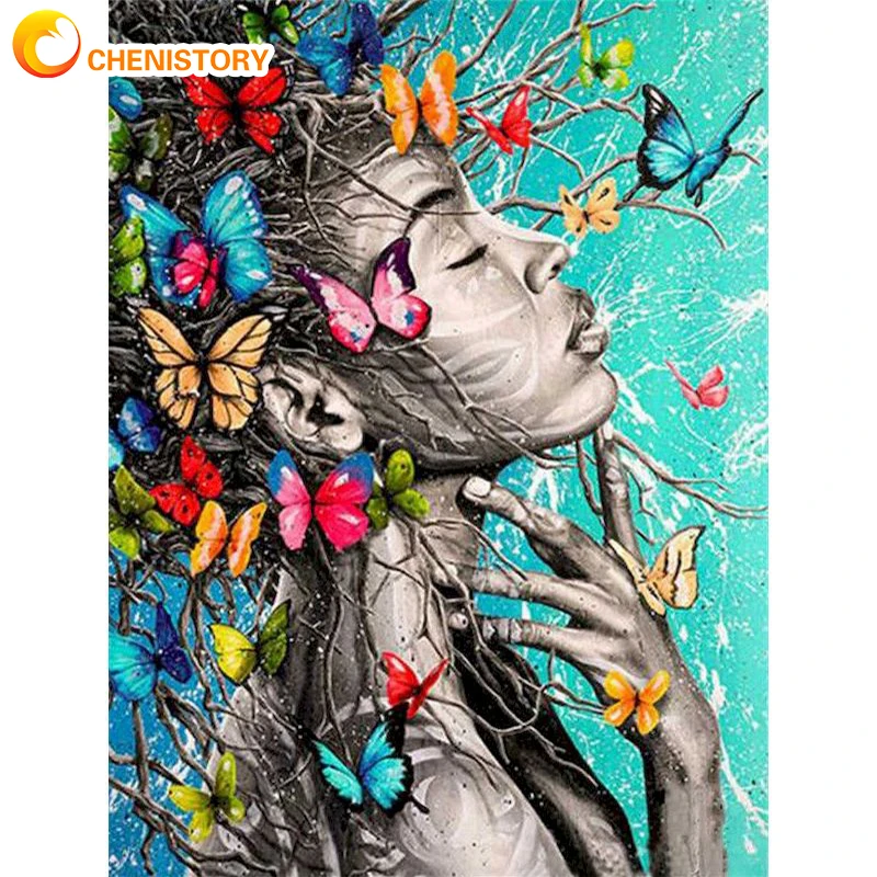 

CHENISTORY Color Girl Handpainted Digital Oil Painting Home Personality Decor Painting DIY Painting By Numbers Gift Picture Kit