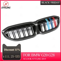 carbon fiber gloss blackabs front racing grill for bmw g20 g28 front bumper kidney grille m look styling 2019
