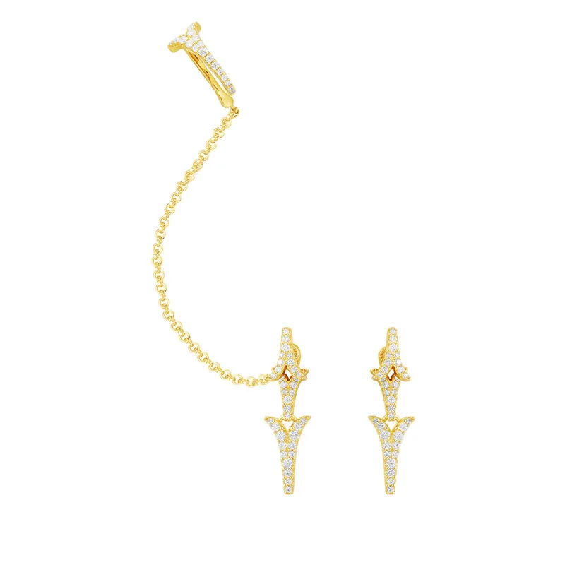 Женские асимметричные серьги манжеты SLJELY золотого цвета в стиле рок из