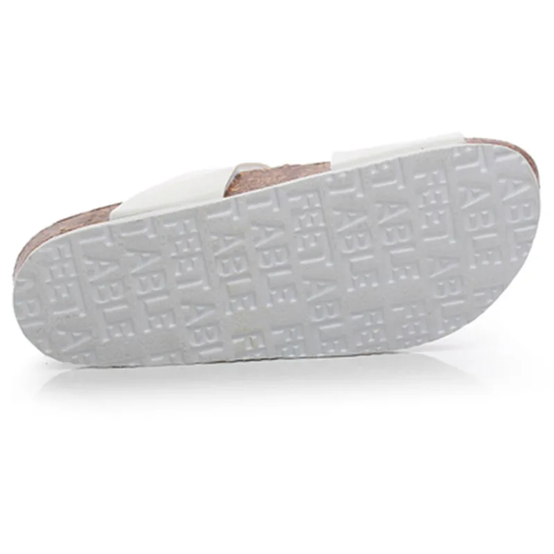 

2020 New Fashion Outside Buckle Cork Slipper Women Summer Mixed Color Casual Beach Slip on Flip Flops Slides Shoe Eu 35-42 White