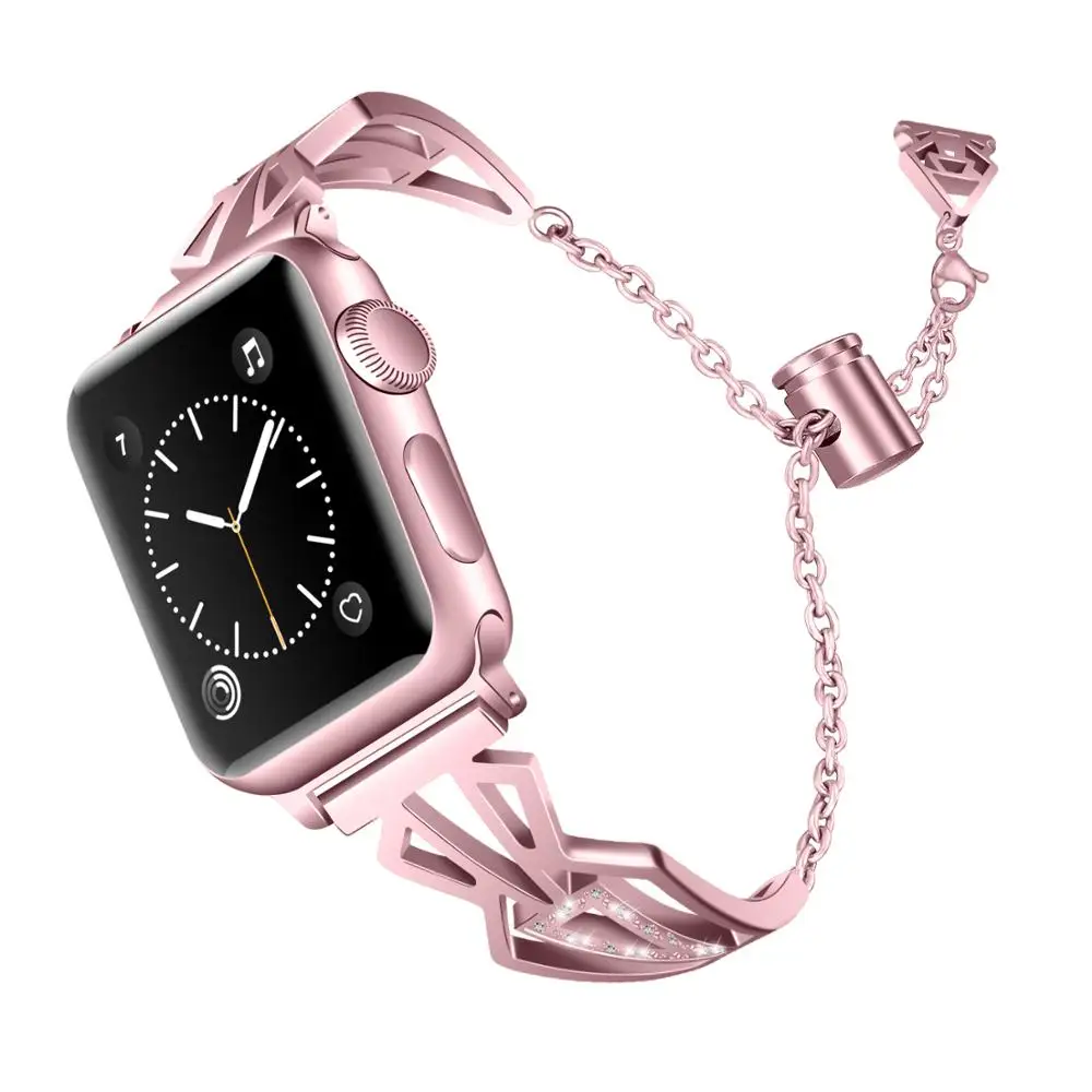 Ремешок для apple watch 44 мм 42 40 38 Женский бриллиантовый ремешок series 5 4 3 2 iphone часов iwatch