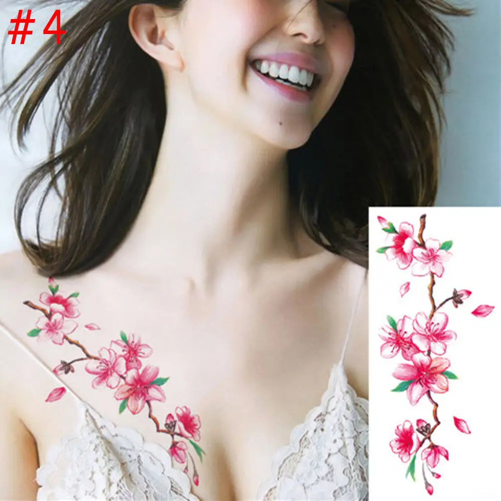 1piece beauty make up Fake temporary tattoos stickers rose flowers arm shoulder tattoo waterproof women big flash on body | Красота и