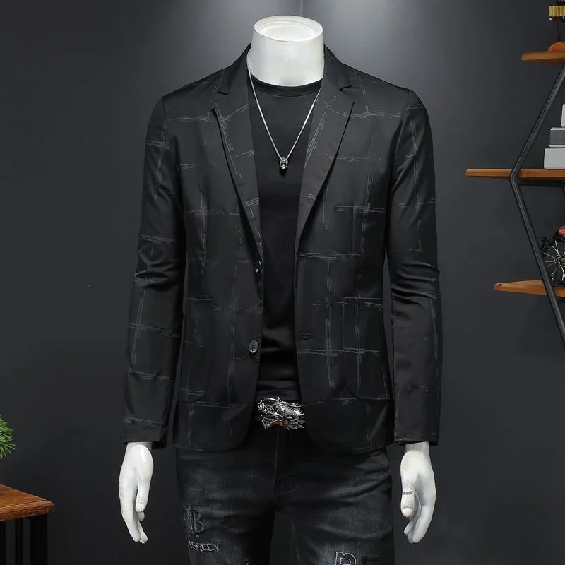 

Модный бренд, модный мужской блейзер, винтажный роскошный мужской Стильный Блейзер, деловой повседневный костюм, однобортный Блейзер в пол...