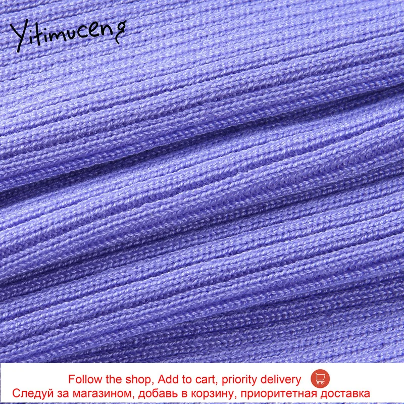 

Yitimuceng Woman Tshirts Casual Purple White Spring Autumn 2021 Long Sleeve Crop Tops V-Neck Spliced T Shirt Sexy Fashion New