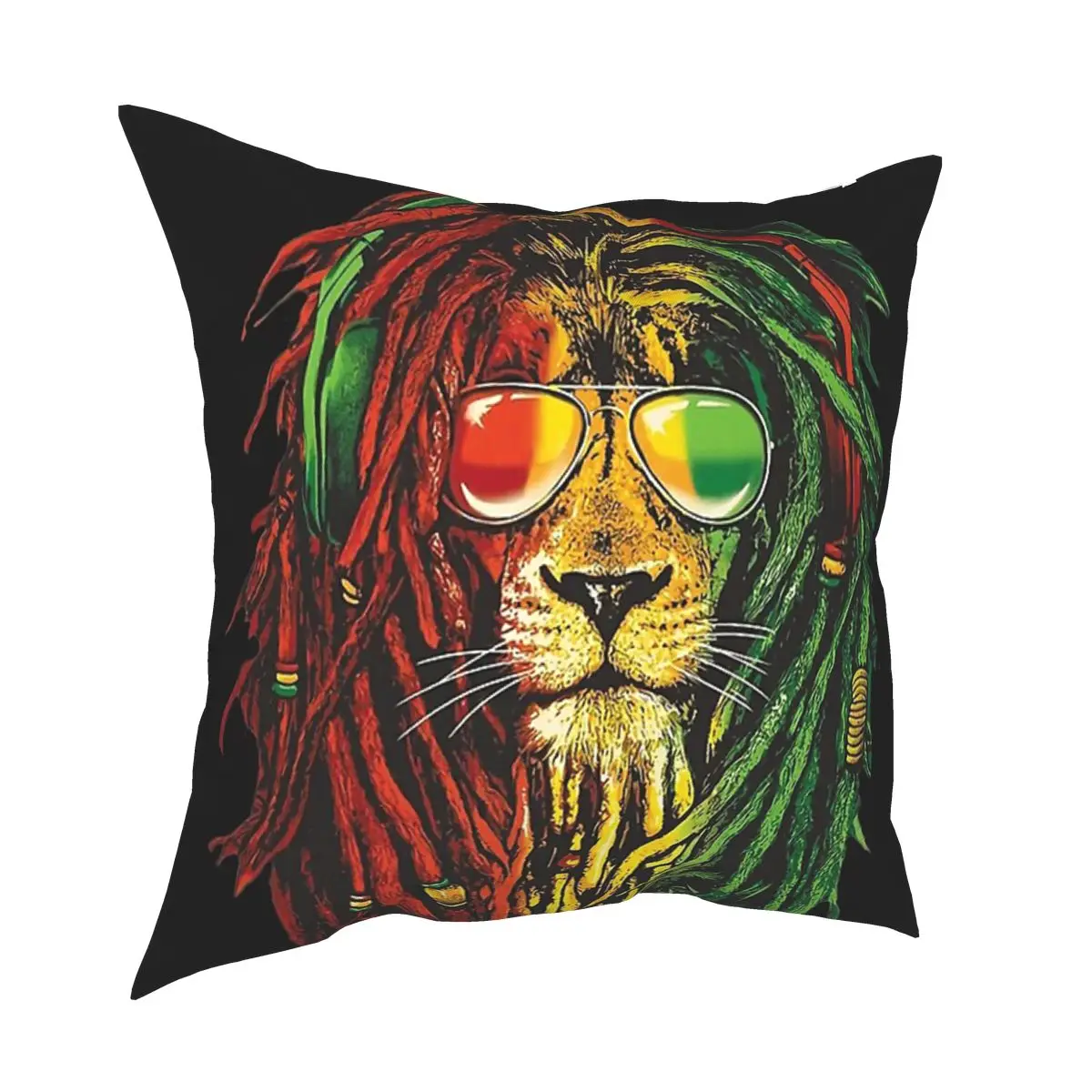 

Cool Rasta Lion Reggae Dreadlock Rastafari Pillow Cover Home Decor Cushions Throw Pillow for Sofa Double-sided Printing Print