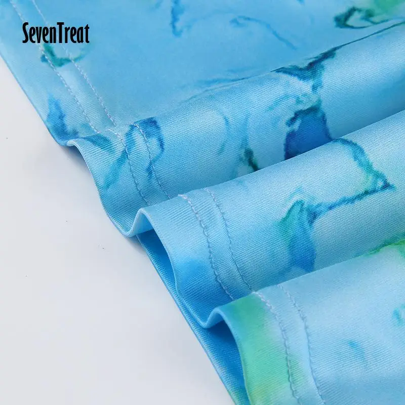 

Tie Dye Crop Top Women Y2K Halter Tops for Girls Summer Tank Tops Sexy Crop Vest Woman Clothes Deep V Neck Camis 2021 Blue