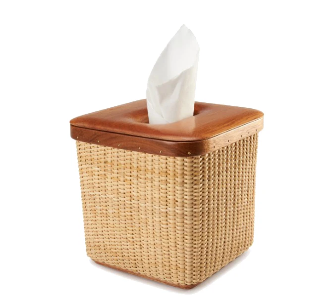 

Rattan Tissue Box Pastoral Style Handmade Square Rattan Wooden Cover Tissue Box
