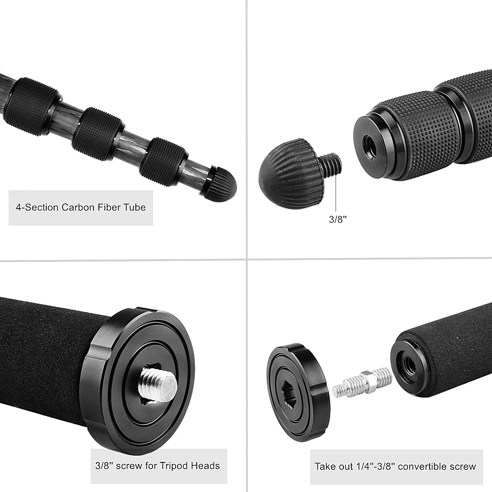 Монопод из углеродного волокна 4 секции Регулируемая Портативная подставка с