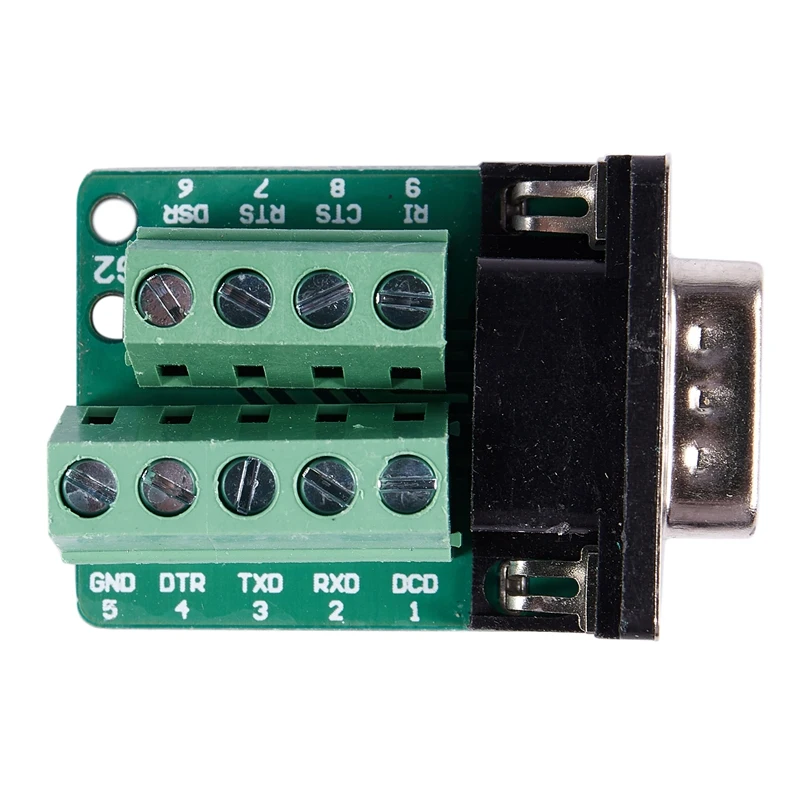 

DB9 D-SUB 9 Pin Male Adapter RS232 To Terminal Connector Signal Module Green
