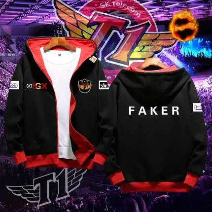 SKT T1 Game Players Uniform Hoodies Cardigan Jackets Faker LOL World Team Competition Clothing Homme Loose Outdoor Street Coat