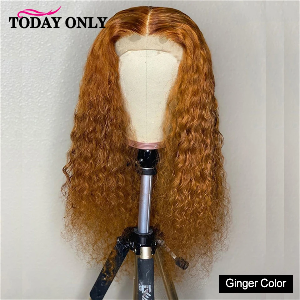 Ginger Color Кудрявый парик, 613 блонд, парик на кружеве, парики на кружеве, Омбре, парик на шнурке, человеческие волосы, Remy, бразильский парик, плотность 150%, только сегодня - Цвет: Ginger Color