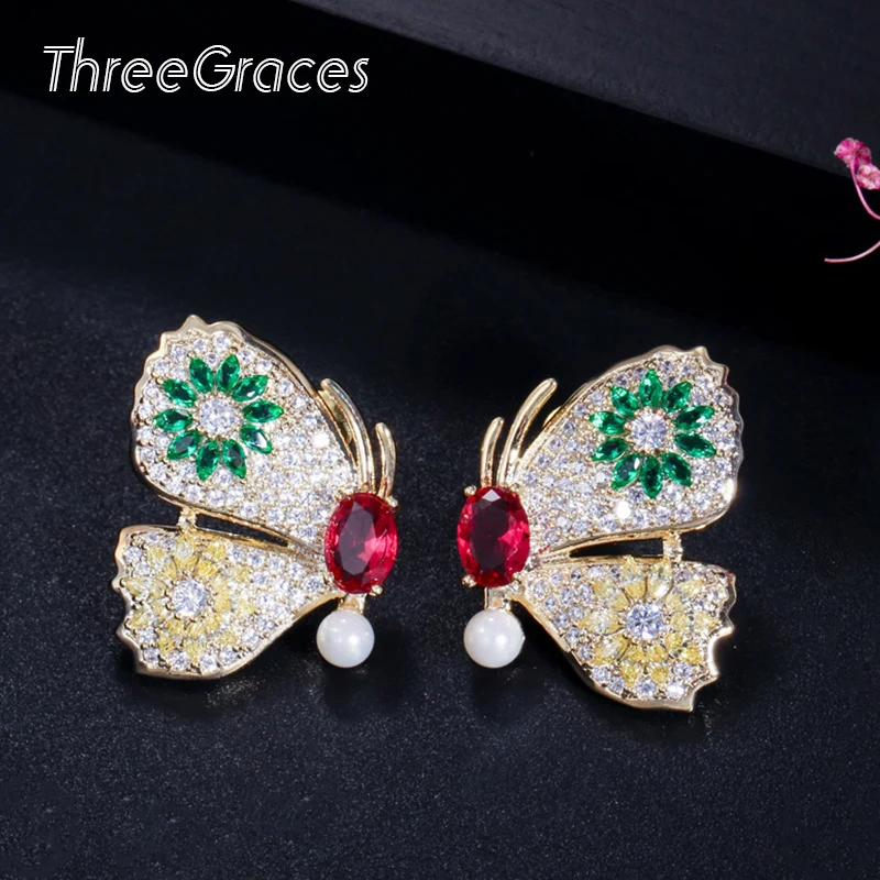 Серьги пусеты ThreeGraces Винтажные серьги с желтым кубическим цирконием серебряного