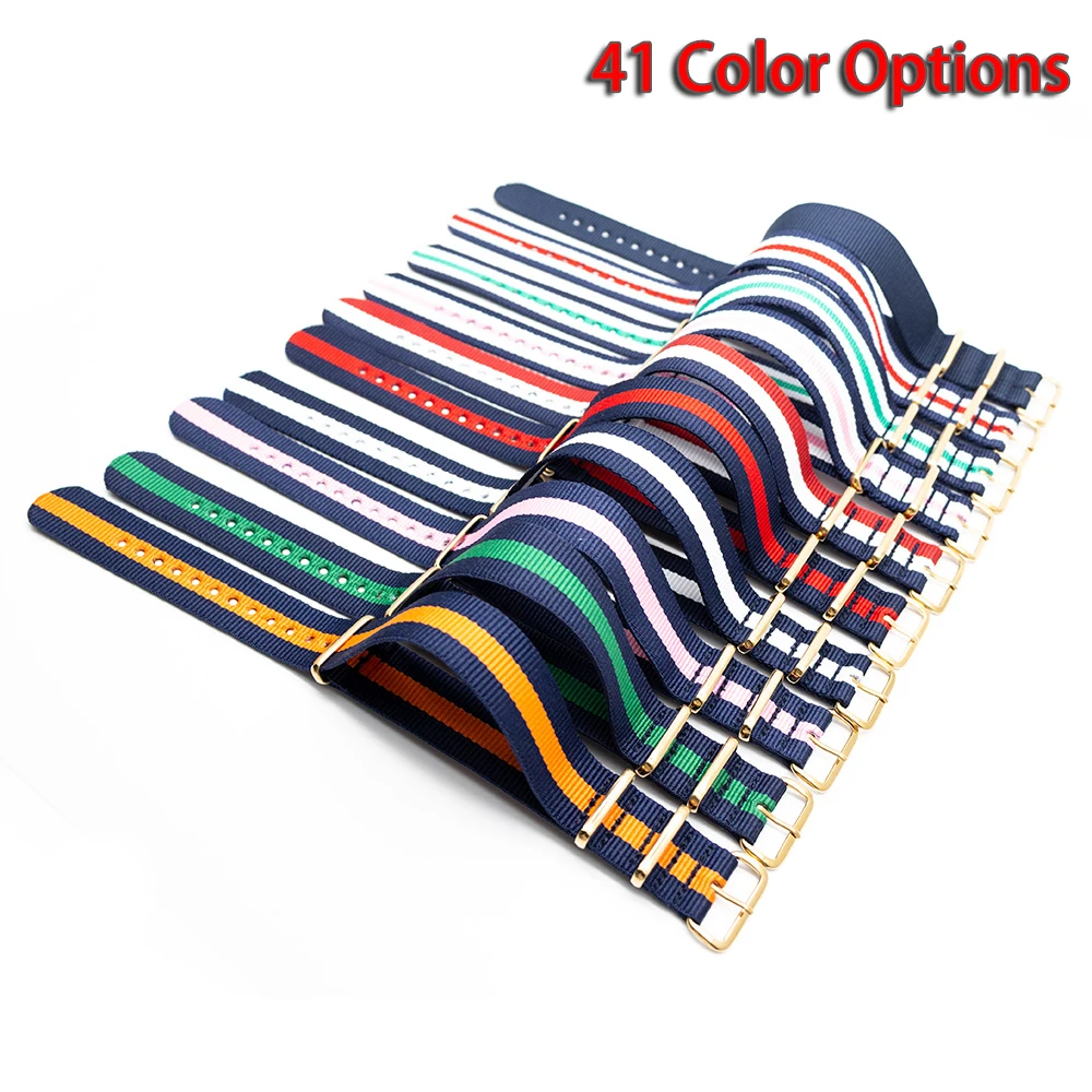 

Gold Color Pin Buckle Nylon Watch Band 18MM 20MM 22MM 24MM for NATO Men's Women's Strap Durable Comfortable Wristband