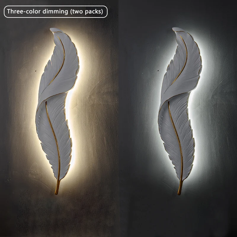 Современные Настенные светильники с белыми перьями фоновая настенная лампа для
