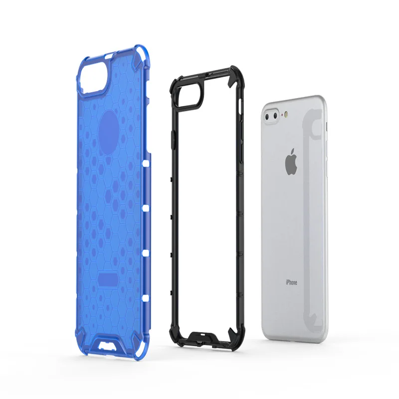 Shockproof Phone Case For iPhone X XR XS Max 8 7 6 6S Plus SE 2020 Honeycomb Back Cover Transparent Protector Simple Shell | Мобильные