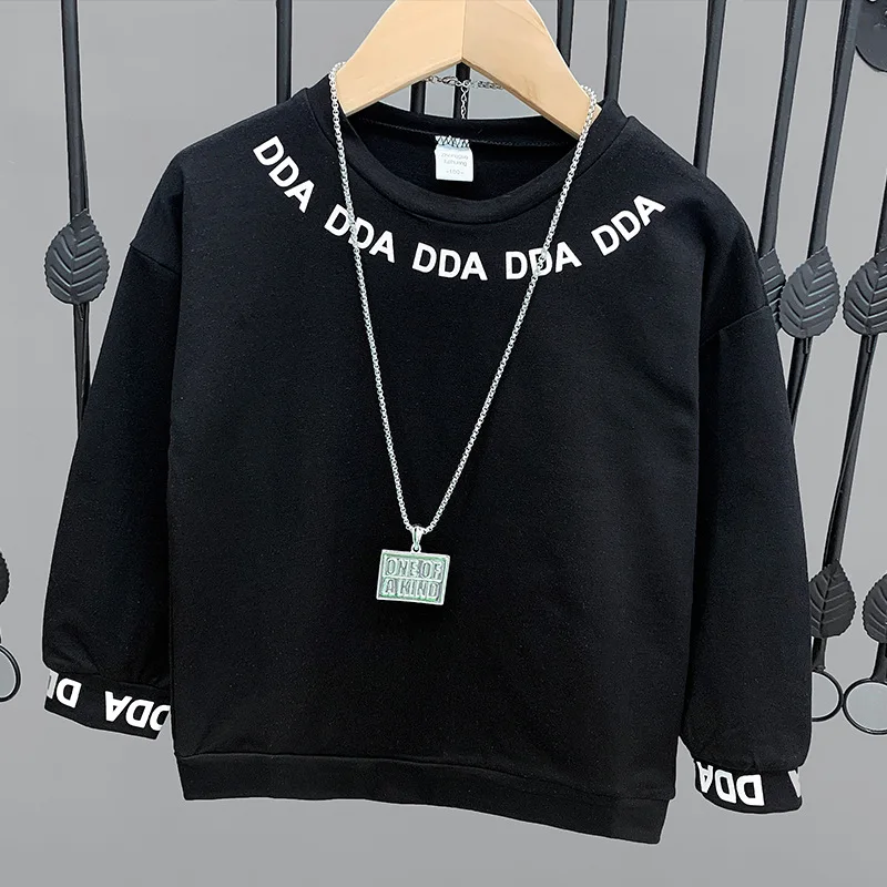 Свитер для мальчиков сезон весна-осень Модная хлопковая уличная одежда с