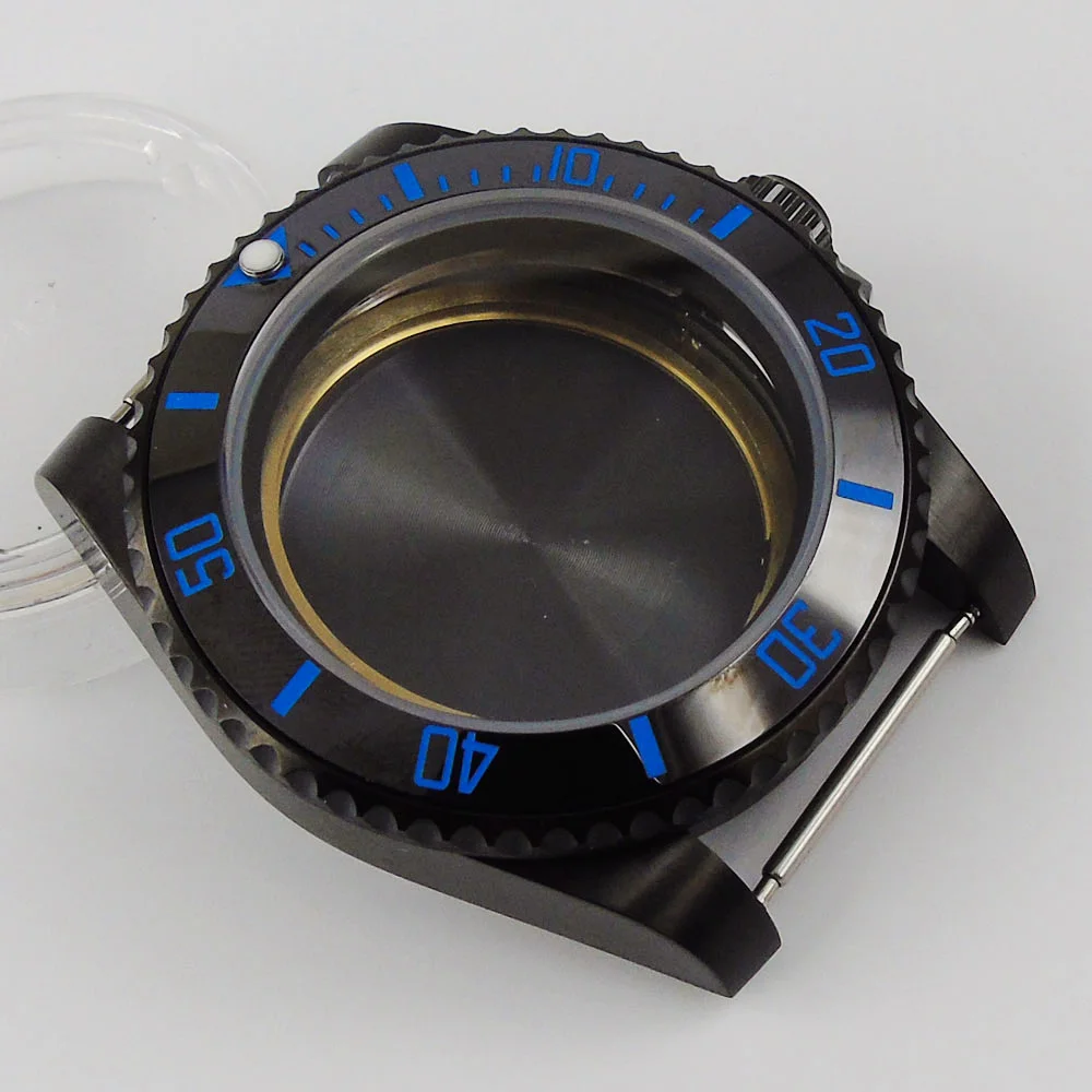 

Fit NH35 NH35A NH36 NH36A 40MM Black PVD Coated Watch Case Without Cyclops with Ceramic Bezel Sapphire Glass
