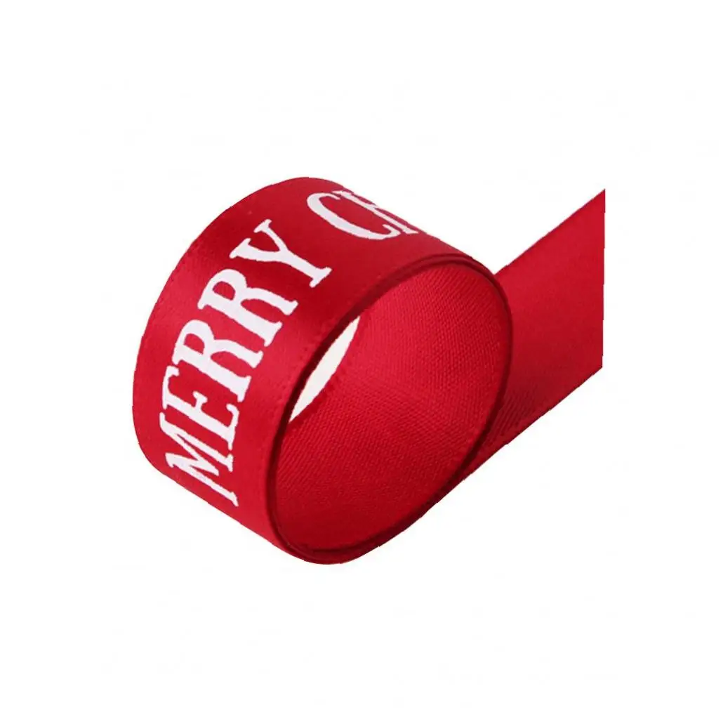 Christmas Ribbon 22 Meters Printed Merry Ribbons Crafts for Decorations Gift Wrap Red | Дом и сад