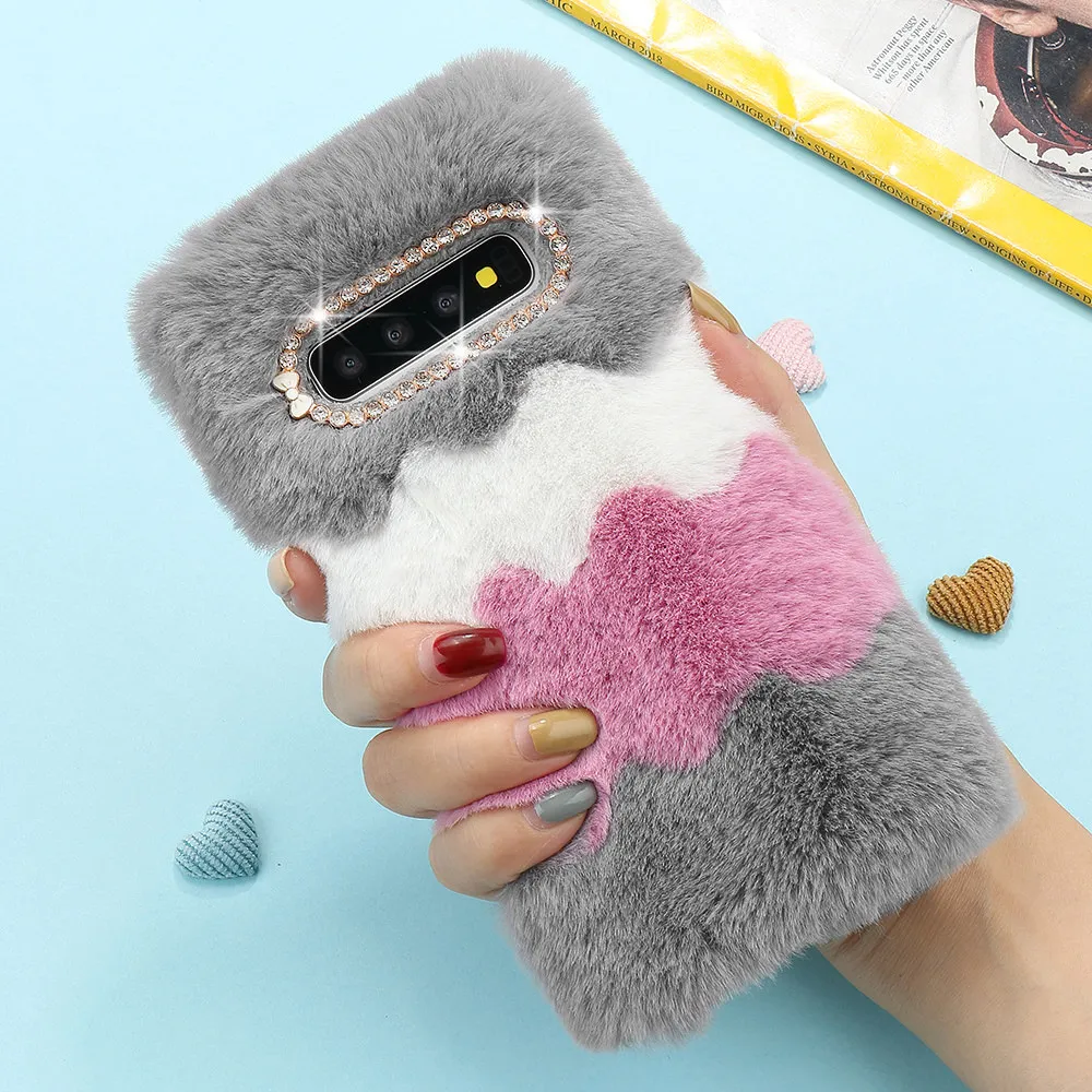 Fur Winter Warm Soft TPU Case for Samsung Galaxy S20 Ultra S10e S10 S7 Edge Note 9 8 S9 S8 Plus Plush Rabbit Phone Cover | Мобильные